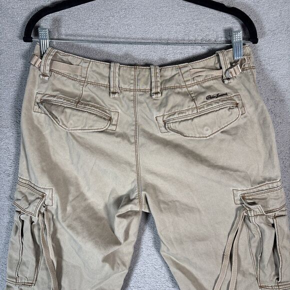 Polo Jeans Co Ralph Lauren Cargo Capris Women Size 32x21 Khaki Tie Ankle Utility - Picture 12 of 14